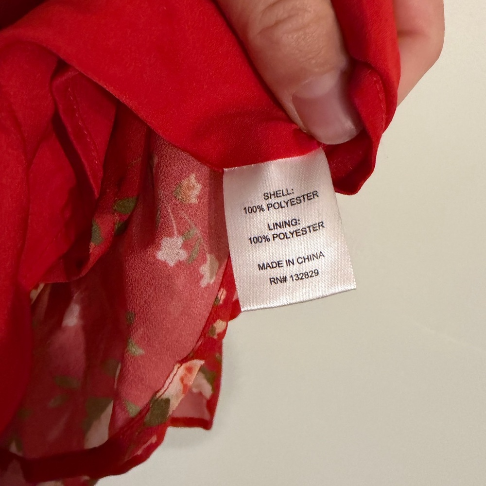 Privacy Please Dakota Mini Dress in Red Floral Ruffle Tiered in Medium - Picture 4 of 5